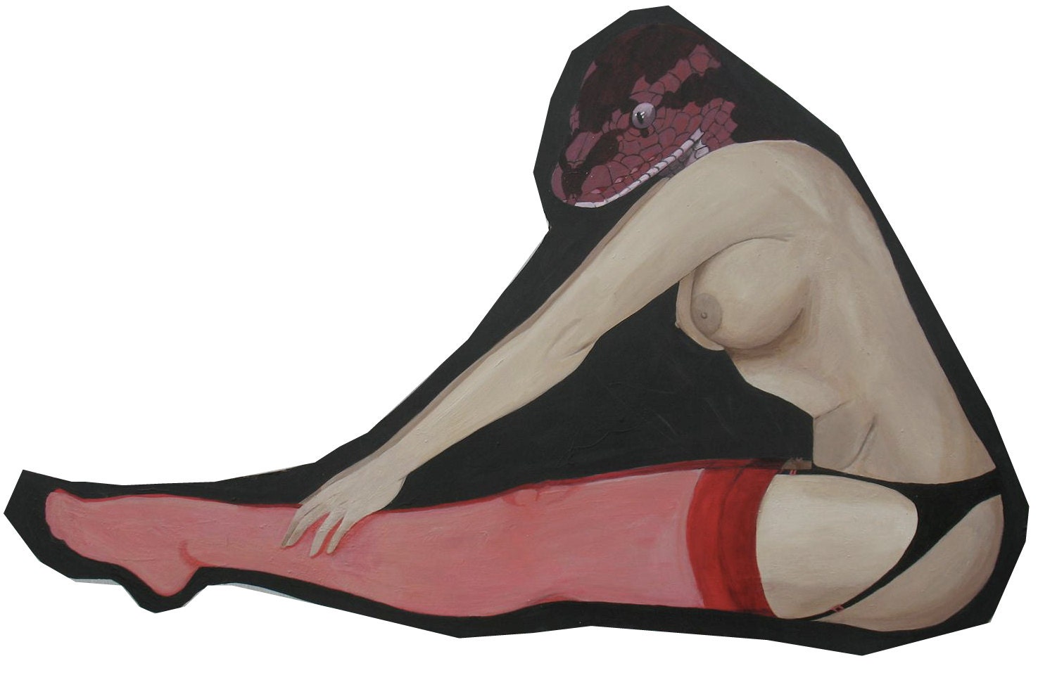Snake (Female): MATURE large cut out painting of a snake pin up girl