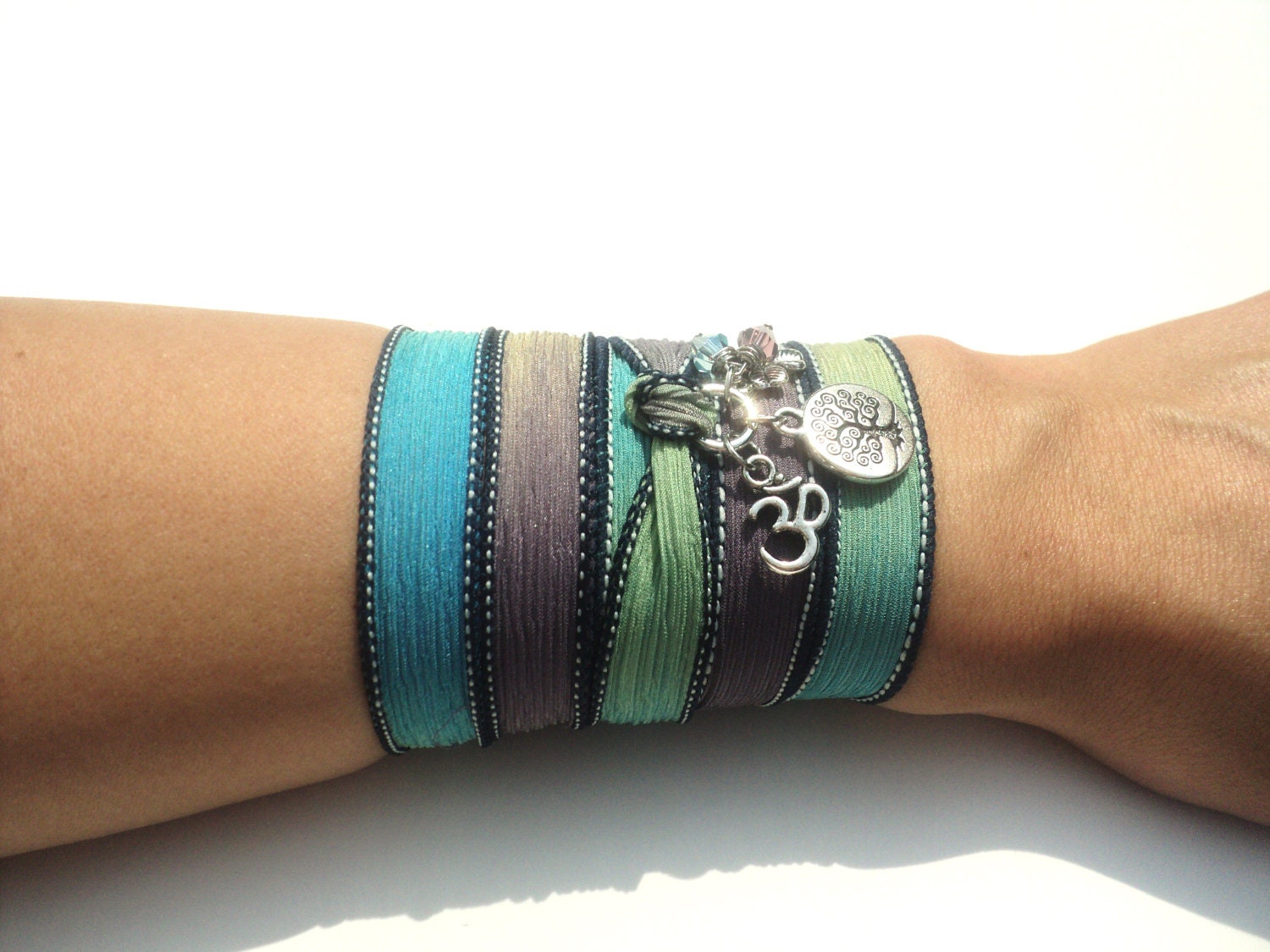 Tree of Life Silk Wrap Bracelet Om Jewelry Yoga Namaste Mother Nature Earthy Necklace Unique Christmas Gift For Her Under 50 Item S91