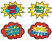 8 Custom Text Superhero Food Cards (Printable)