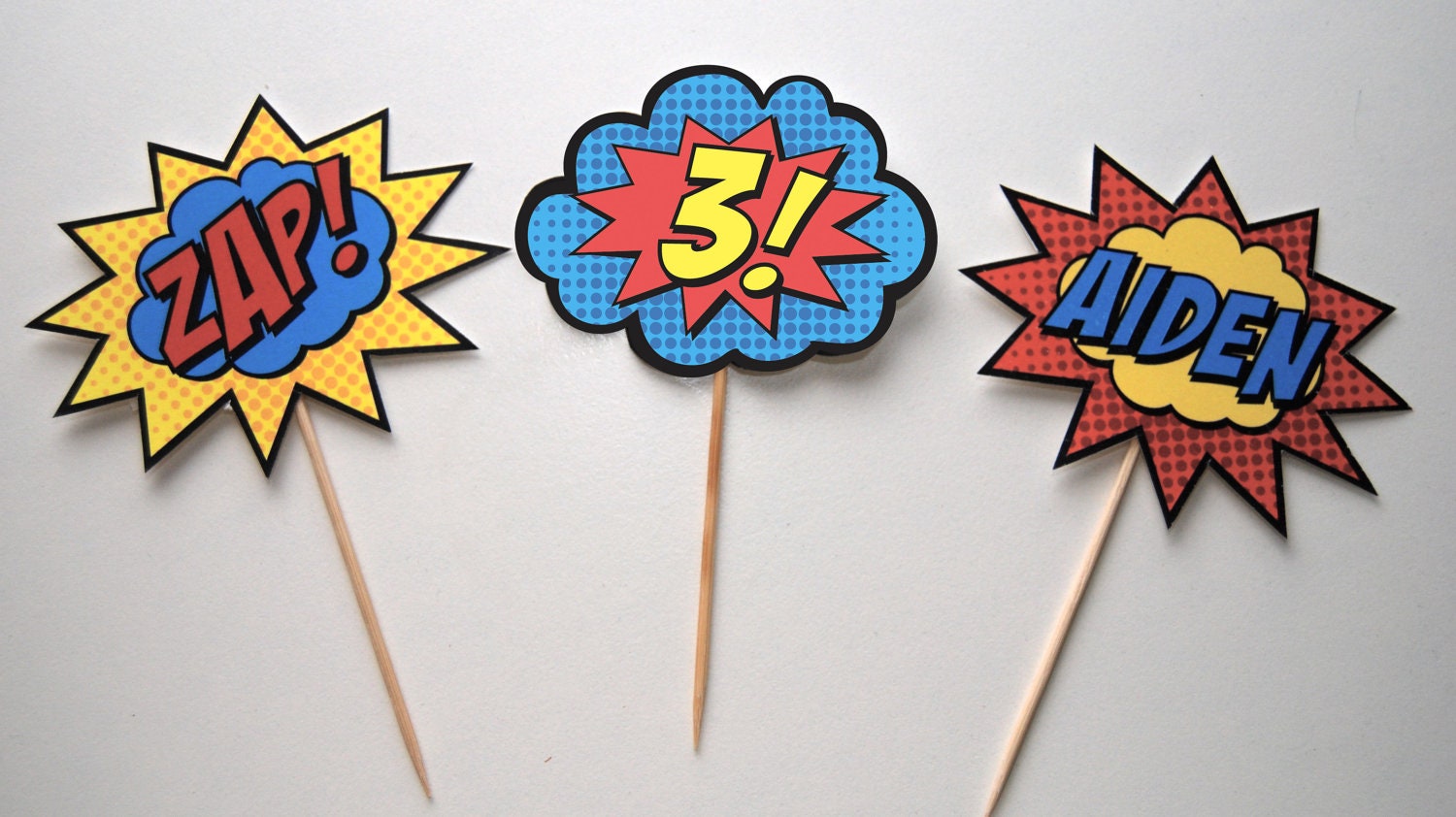 36 PRINTED Superhero Girl or Boy Cupcake Toppers