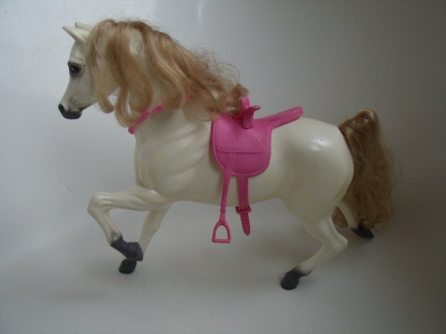 Vintage Barbie White Horse with Pink Saddle