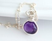 Amethyst Necklace, Wire Wrapped Necklace