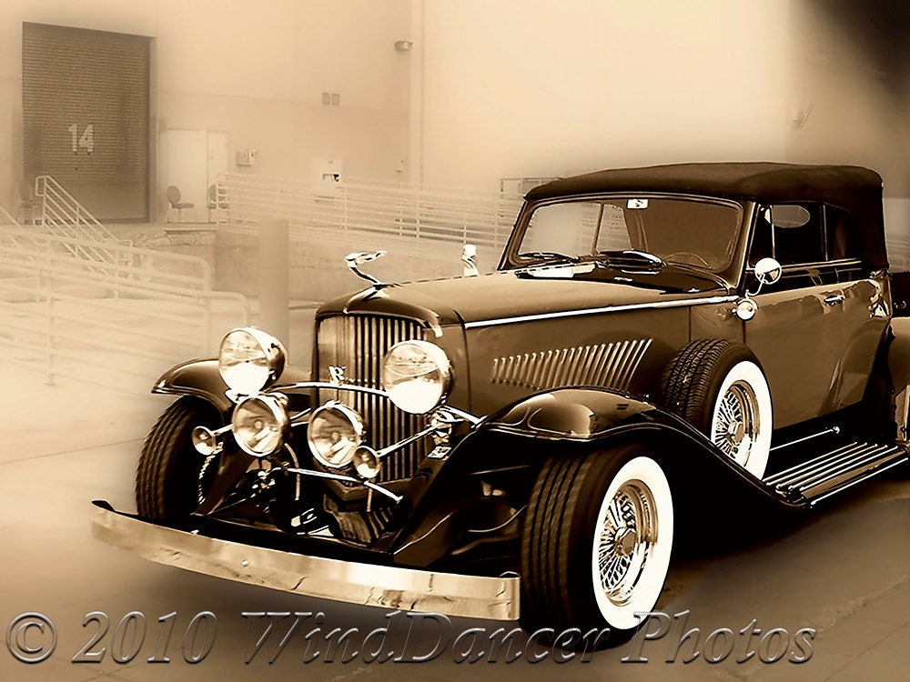 1934 Duesenberg at the Loading Dock  - Sepia -11 x 14  -Classic Car Photograph - Luxury - Bygone Days -Fine Art Photo - ForDaGuys