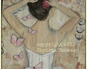 Ballerina with Butterflies 12x12 mixed media art print