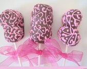 Filigree chocolate covered caramel marshmallow lollipops for wedding bridal shower party favors Valentine's Day