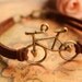 bike bracelet,retro bronze love bike alloy bracelet,brown wax rope chain bracelet---B163
