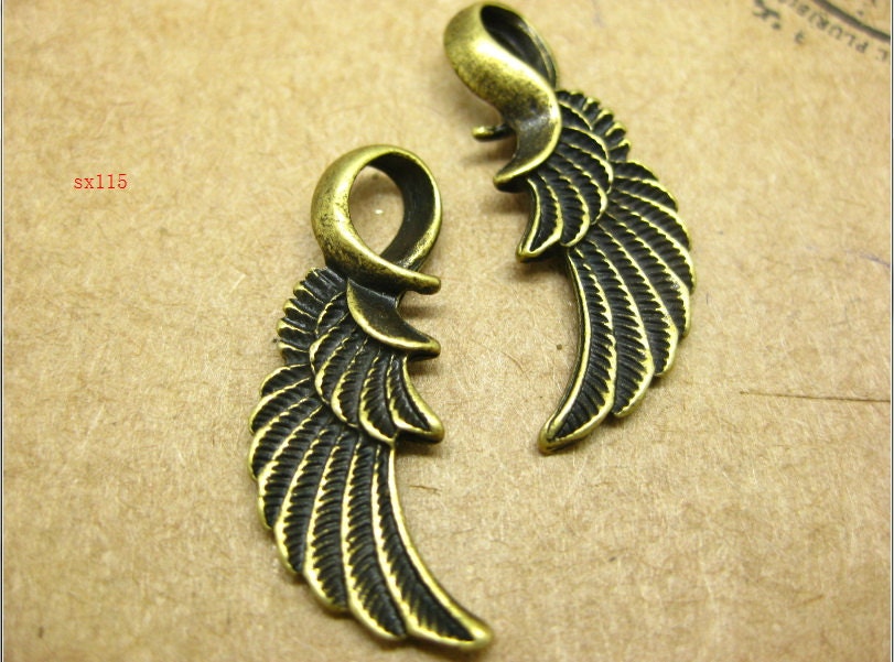 6pcs charms accessories craft alloy jewelry pendant handmade brass  wings angel wing devil wings jewelry sx115