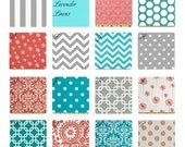 Custom Coral and Turquoise/Aqua Crib set with minky sheet