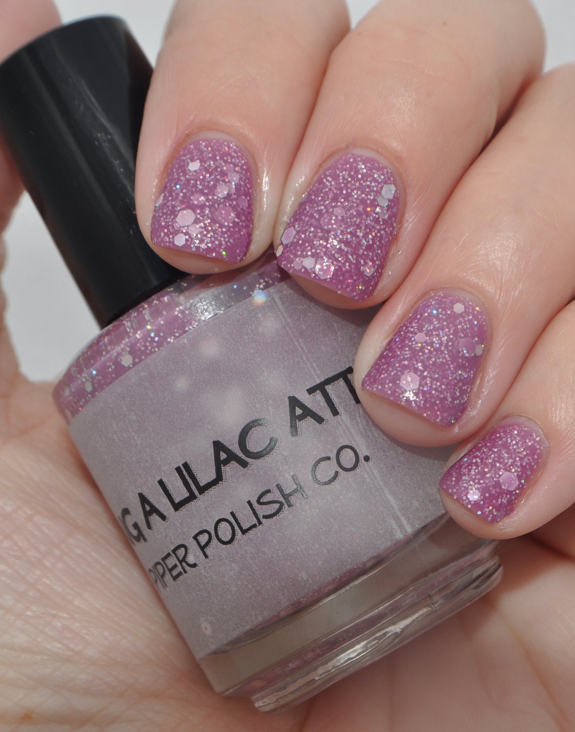 Lilac Jellie Polish with Silver & Holographic Glitter - "I'm Having a Lilac Attack" by Piper Polish - 15 ml Full Size