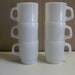 Set of 6 White Milk Glass Stacking Mugs Termocrisa Mexico