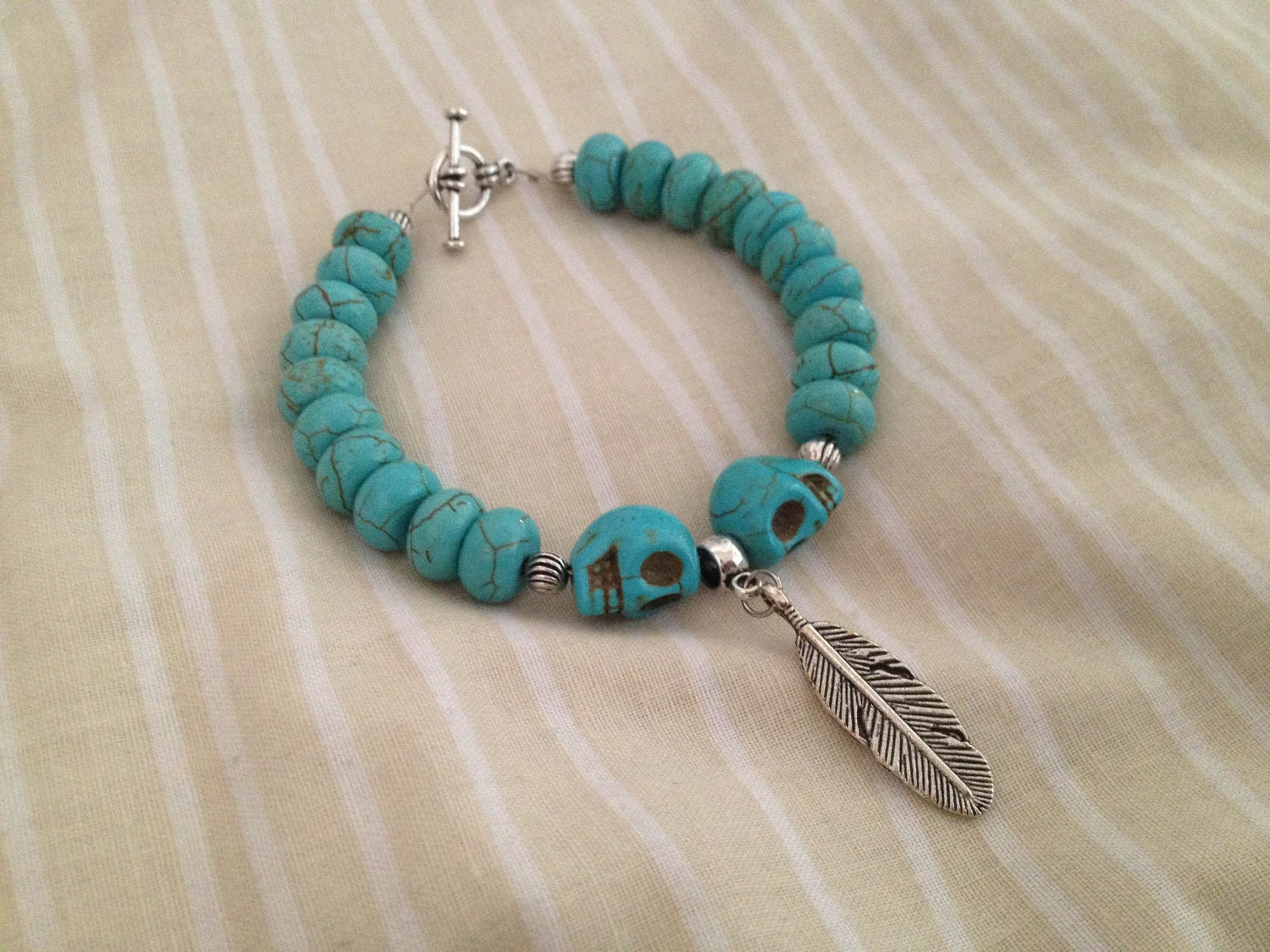 Turquoise Skull Charm Bracelet