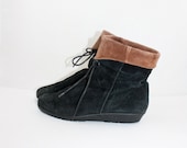 vintage 1980's black n cocoa suede ankle boots 6 - WindingRoadVintage