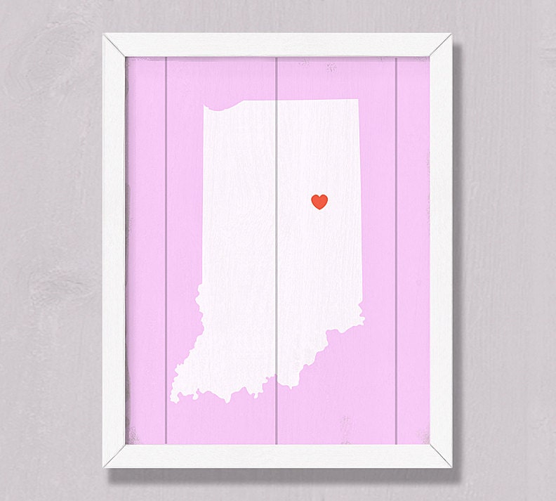 INDIANA - Rustic Home decor wall hanging 16x20 Custom handmade Personalized Heart Sign - Wedding Housewarming Bridal Shower Family gift
