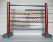Vintage Colorful Childs Wood Toy Abacus
