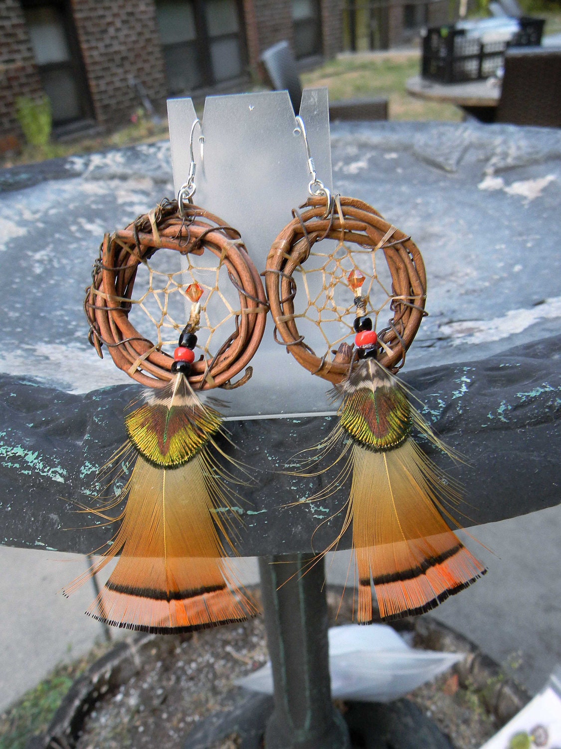 Mystic Eye Halloween Dream Catcher Sterling Silver Earrings  (ea118)