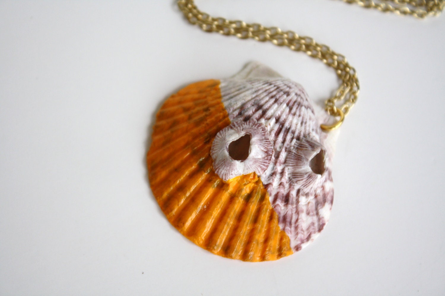 Sea Shell Necklace Pendant Necklace - Tangerine Sorbet Orange