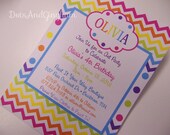 Rainbow Chevron Invitation - Rainbow Party - Chevron Party - Printable Rainbow Chevron Invitation - Printable Rainbow Invitation