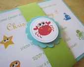 Under the Sea, Sea, Beach, Baby Shower, Birthday, Handmade Invitation, Boy or Girl