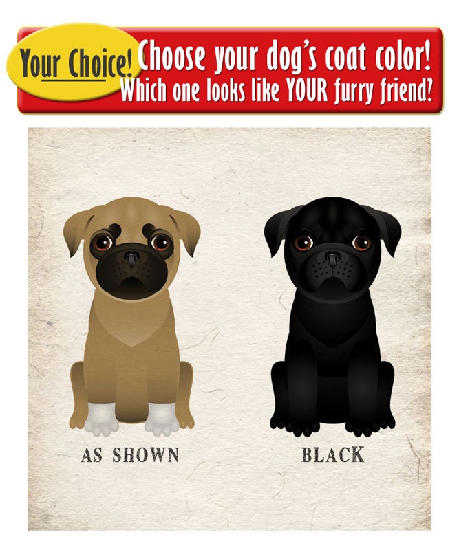 Pug Art Print - All You Need is Pug Love Poster 11x14 - Dogs Incorporated