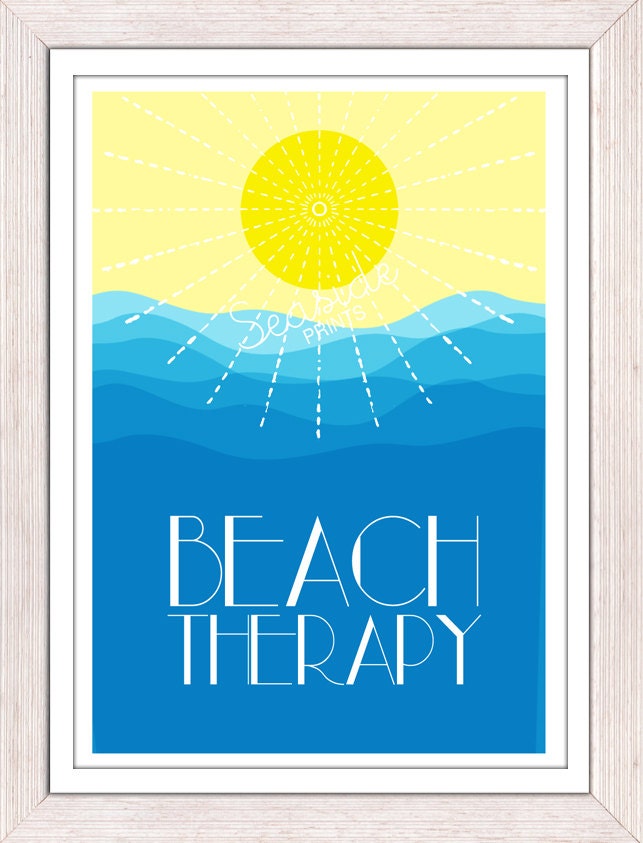 Pop Art Beach therapy poster  -  Sea life print - seashells wall art home decor -A 4 print
