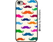 Iphone Case. Mustache, Facial hair, Italian, French, Beard, Gifts for men, patterns, Monsieur Moustache, Bright, Bold, Colors, Rainbow