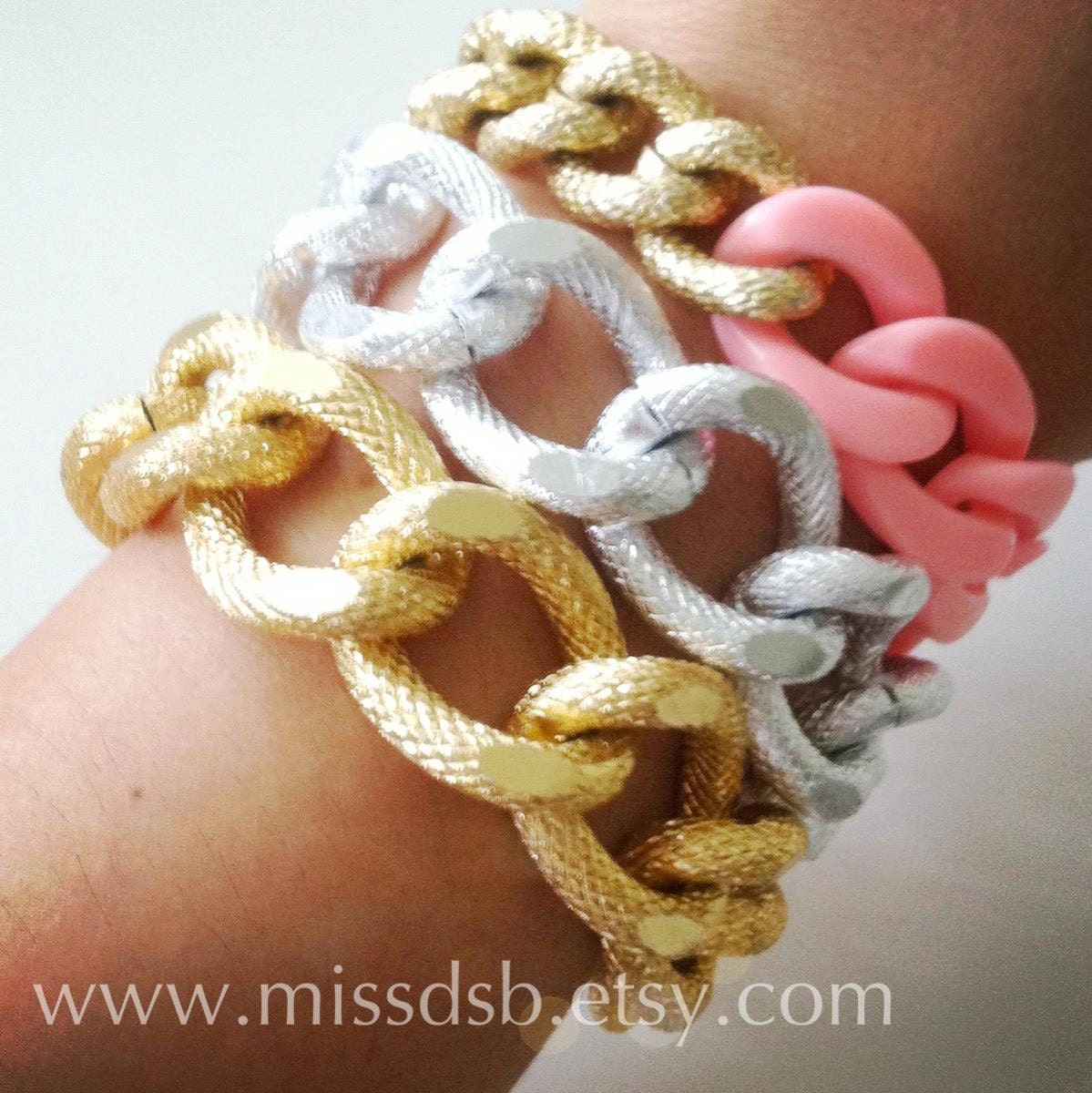 VERY CHUNKY TEXTURED Gold or Silver Chain Bracelet