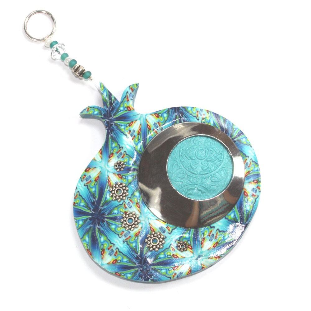 Wall decor Pomegranate, prosperity symbol, rosh hashanah gift, Polymer clay Pomegranate, pomegranate in blue, turquoise, green and white