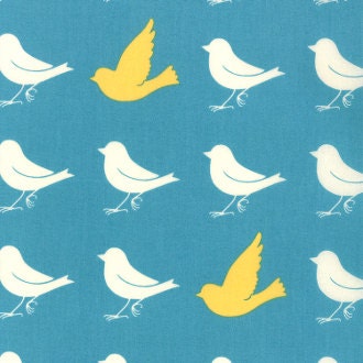 Bright Sky by Moda Fabrics- 1/2 Yard -  Blue Fabric - Modern - Quilt Fabric - Bird Fabric - Blue and White Fabric - Owlanddrum