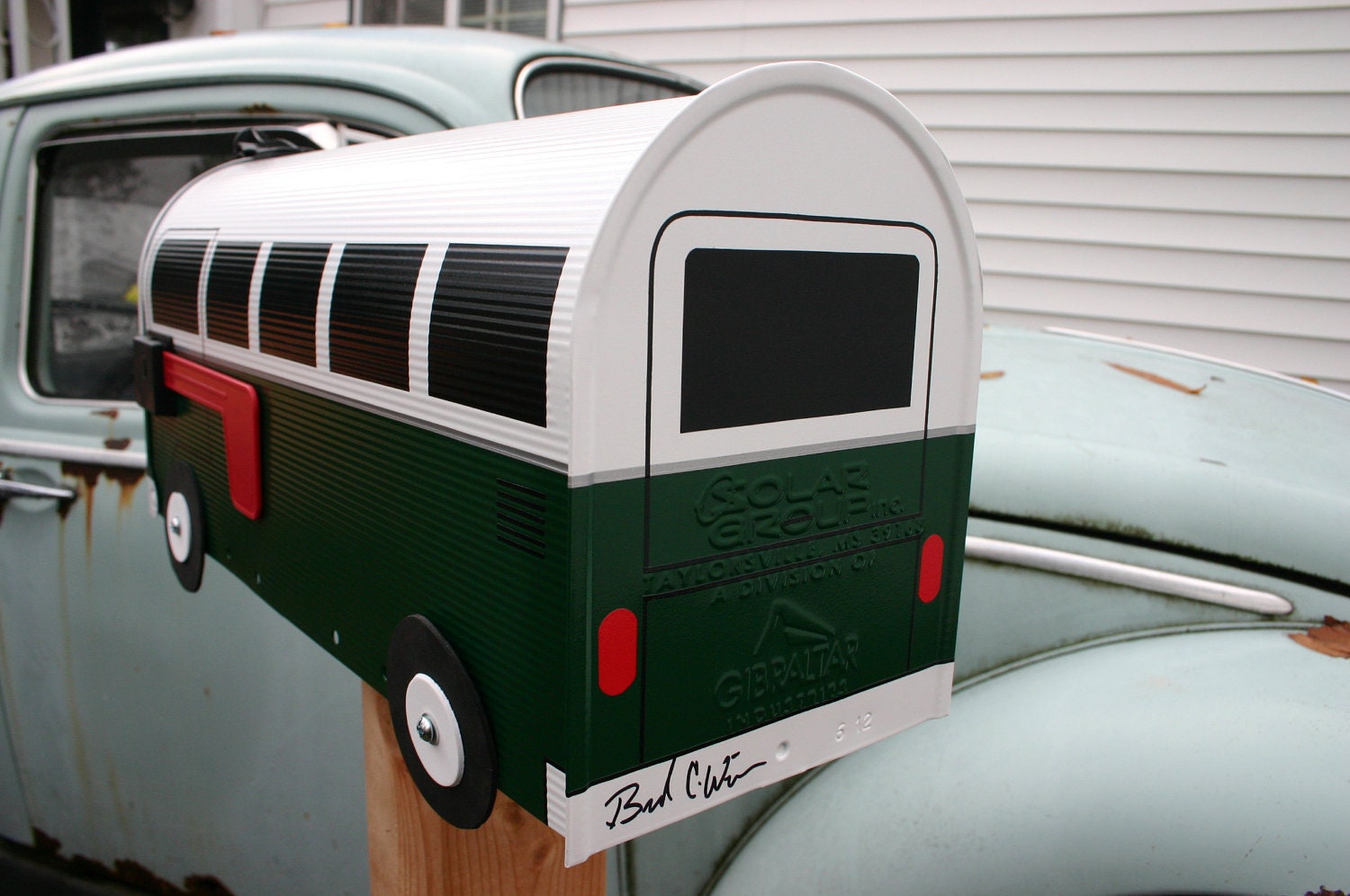 Hunter Green Volkswagen Bus Mailbox by TheBusBox Custom made - Choose your color - SplitBusBox