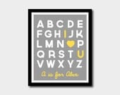 Printable Alphabet Nursery Art 'I Love You' Personalized Name - Children's Art - 8 x 10 - DIY Digital