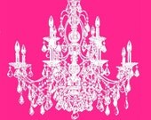 White Princess Chandelier 8x10 Print- glamour, queen, castle, gift, nursery, baby, shower,chic, modern, decor, wall, art, hot pink, boutique