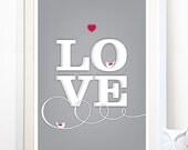 Love Gaze Print in Gray Size A3
