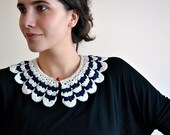 Mariniere - collar, crochet peter pan collar, lace collar, stripes, nautical, navy cream red by Le Petit Knit Etsy UK