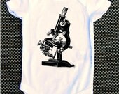 Vintage Microscope baby onesie science nerdy geeky funny