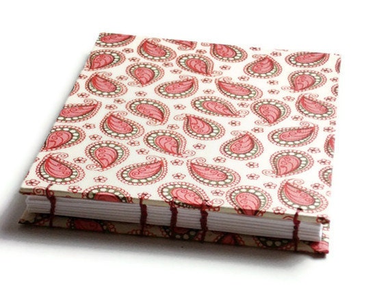Journal Wedding Guestbook - Handbound Pink Notebook with a Coptic Stitch - Kettle Stitch - First Anniversary Paper Gift - Sketchbook