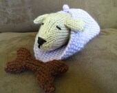 Puppy Dog Knitted Toy with Blanket and Bone