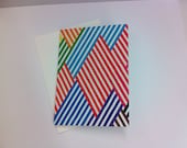 Colorful Art Stationery - "Rainbow Weave"  Graph Drawing, Notecard, Stationery, 3x5 Folded Notecard