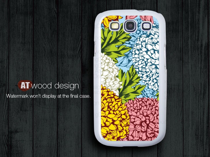 Samsung Galaxy S3 Hard Case  Samsung Galaxy SIII case Case Samsung Case Galaxy S3 i9300 green pink flowers design