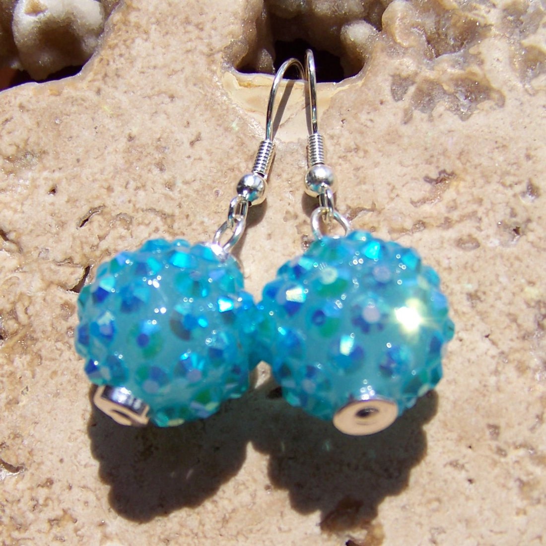 Light blue rhinestone earrings, bright blue earrings, blue rhinestone earrings, turquoise rhinestone earrings, for her, gift ideas