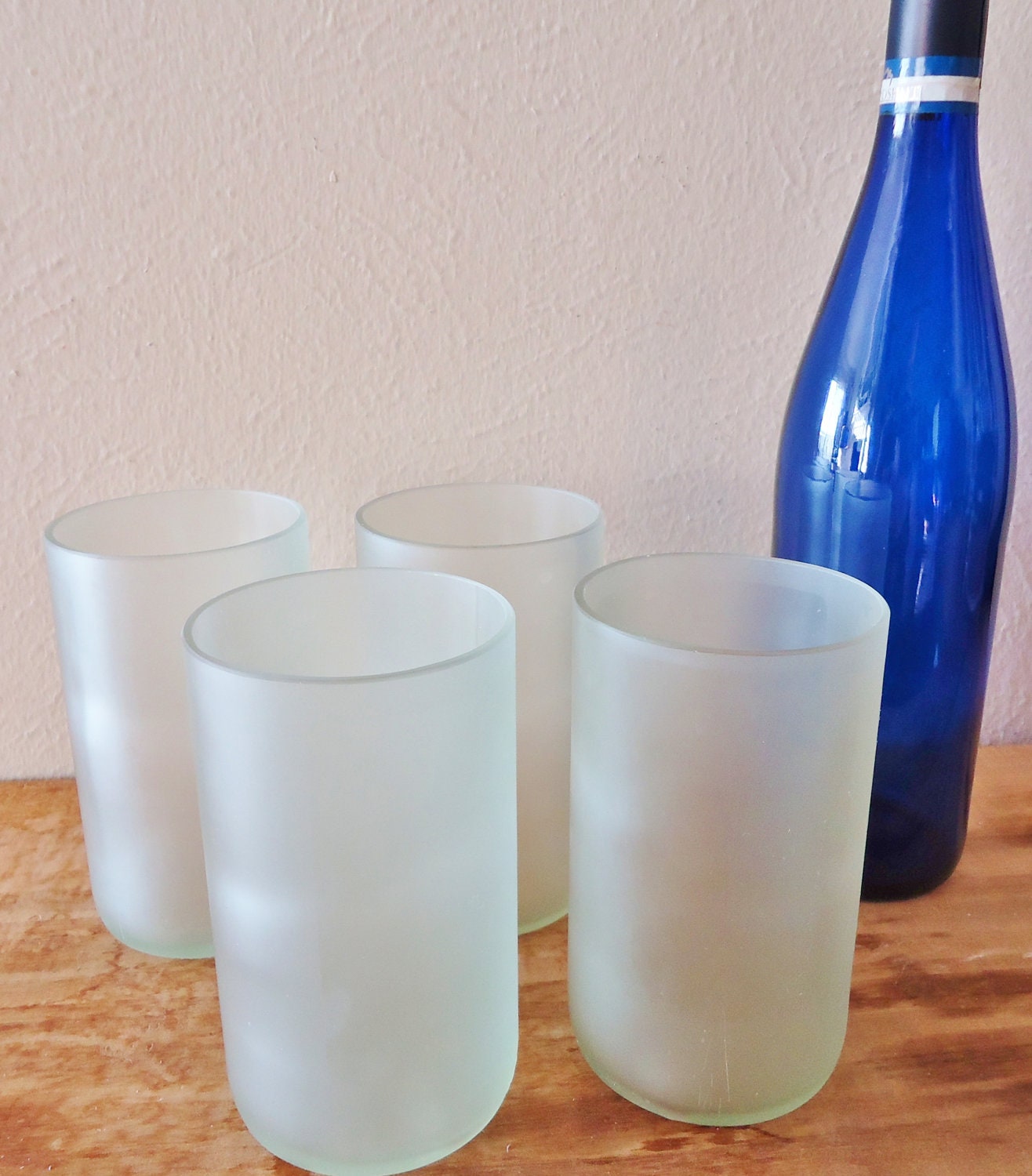Frosted Glass Tumblers made from Recycled Wine Bottles Set of 4 SALE NOW 20% OFF