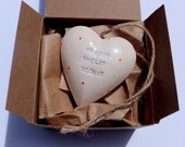 Personalised wedding present gift just married Mr and Mrs ceramic heart newlywed giftwrap Mrs and Mrs Mr and Mr