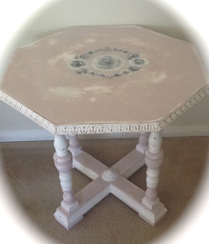 Hand Painted Pretty in Pink Shabby Chic Side Table
