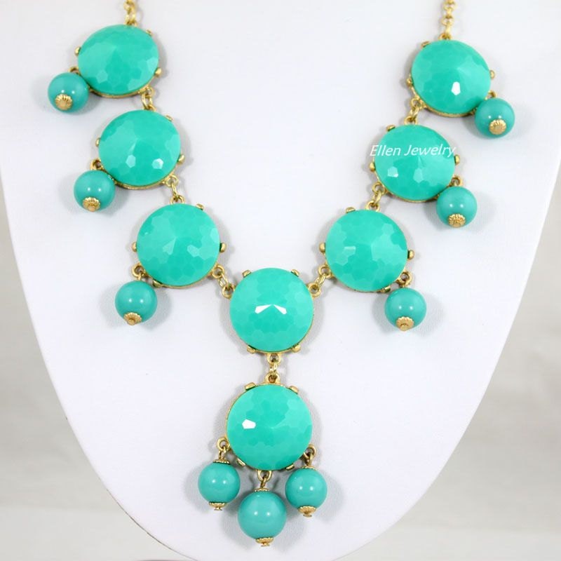 Turquoise Bubble Necklace,Bubble bib  Necklace, Bubble Jewelry 8 Stone Bubble Necklace Statement Neckalce (FN673) )