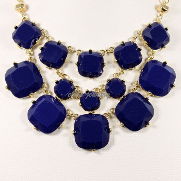 Navy blue Bubble Necklace Handmade bib necklace  statement necklace Resin jewelry (FN0566 blue )