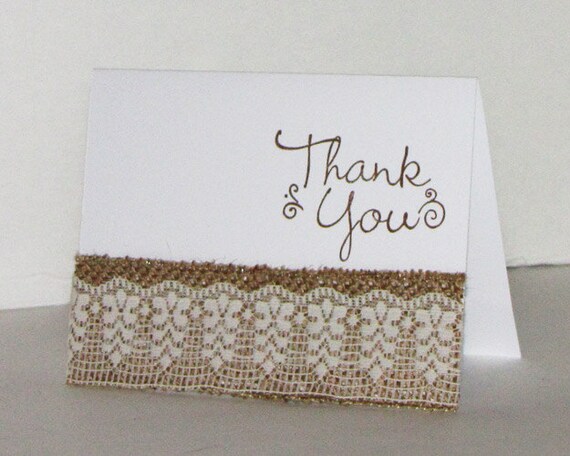 Buy thank you cards - Burlap and Lace Wedding Thank You Card set