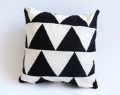12X12 inches - Decorative triangle pillow cover - black and white pillow cover - cushion cover - geometric pillow