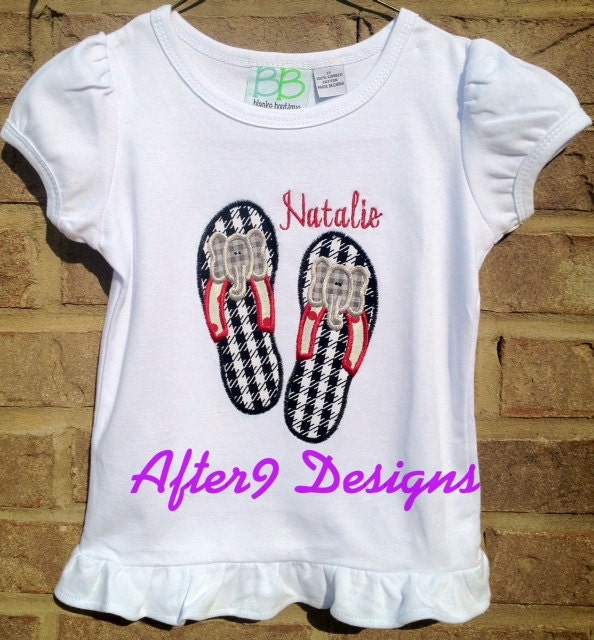 Alabama Elephant Flip Flop personalized applique shirt houndstooth