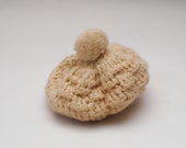 Vintage French Schoolgirl Ivory Knit Beret