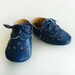 Blue baby boy leather dress crib shoes