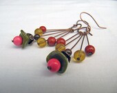 Pink pop - handmade earrings, beaded earrings, semi-precious earrings, copper earrings